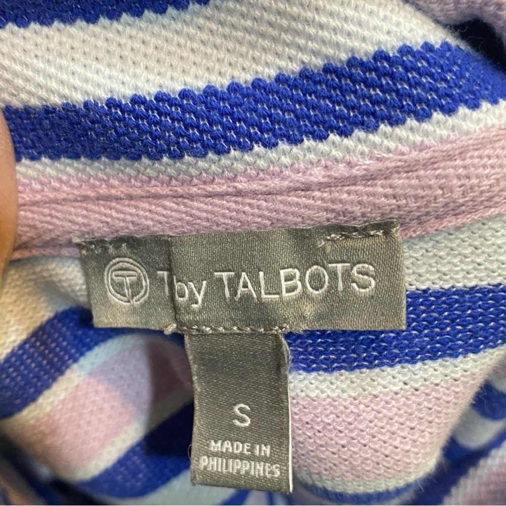 T by Talbots Striped 1/2 Zip in Blue Pink and White Size Small - Picture 4 of 6
